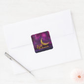 Sticker Carré Aïd Moubarak - Joyeux Aïd el-Fitr - violet et or (Enveloppe)