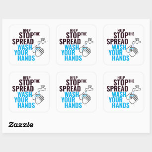 Sticker Carré Aidez à arrêter la propagation Lavage de mains aut