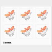 Sticker Carré Aigle à main silhouette orange (Feuille)
