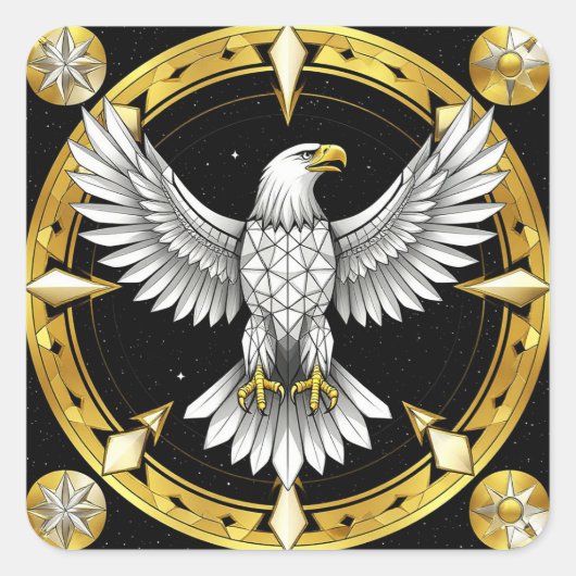 Sticker Carré Aigle Abstrait Déployant Ses Ailes (Devant)