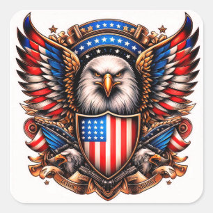 Sticker Carré Aigle américain – Symbole majestueux de liberté