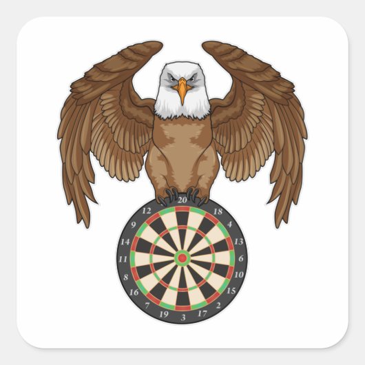 Sticker Carré Aigle aux fléchettes avec Dartboard (Devant)