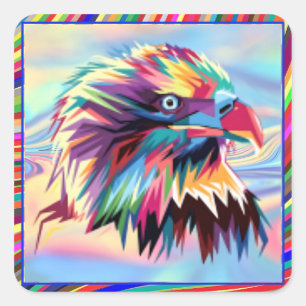 Sticker Carré Aigle chauve motif géométrique prismatique-80590