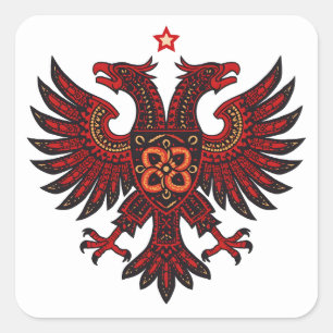 Sticker Carré Aigle Double Tête Albanais Art Ethnique Die-Cut