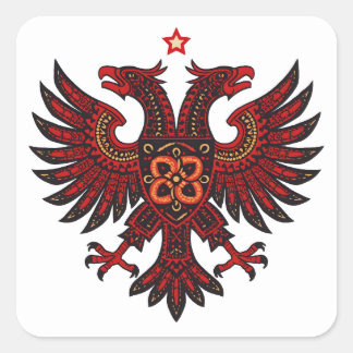 Sticker Carré Aigle Double Tête Albanais Art Ethnique Die-Cut