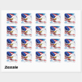 Sticker Carré Aigle et drapeau américain (Feuille)