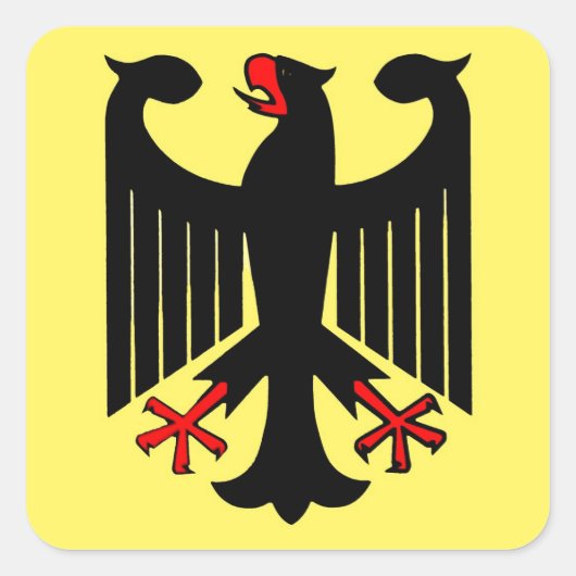Sticker Carré Aigle noir allemand sur Bouclier jaune (Devant)