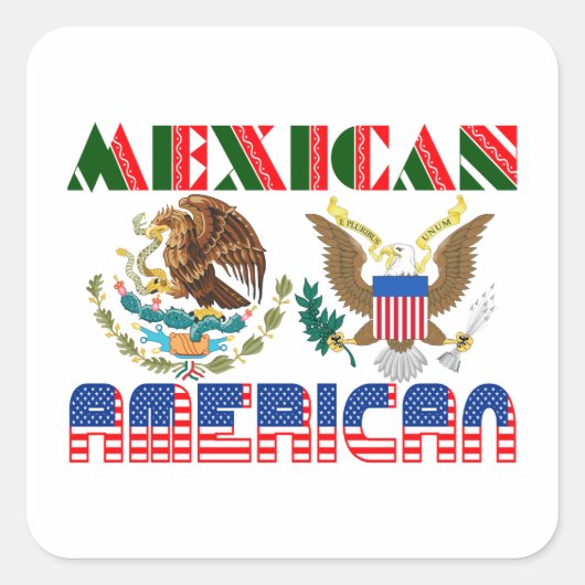 Sticker Carré Aigles Mexicains Américains (Devant)