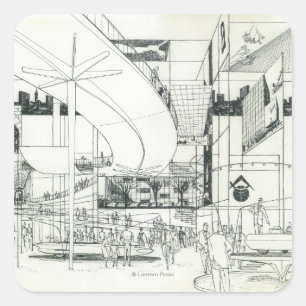 Sticker Carré Aiguille spatiale - Concept aérien Dessin 2