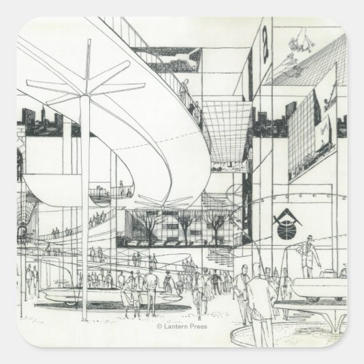 Sticker Carré Aiguille spatiale - Concept aérien Dessin 2 (Devant)