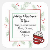 Sticker Carré Aiguilles de pin et cacao chaud Joyer Noël à vous (Devant)