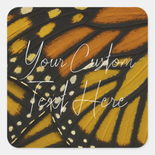 Sticker Carré Aile de papillon monarque orange et jaune Mariposa