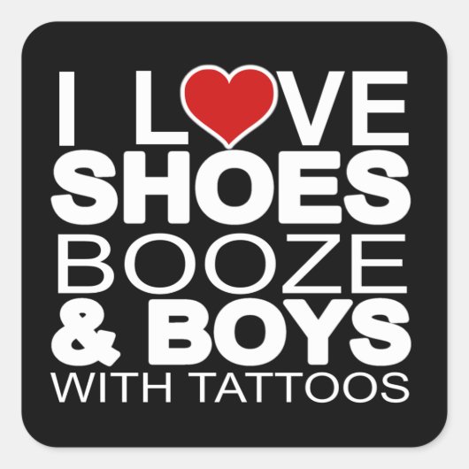 Sticker Carré Aimer Chaussures Booze Garçons avec tatouages (Devant)