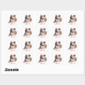 Sticker Carré Aimer Happy Bulldog Chien Chien Chien Chien Chien  (Feuille)