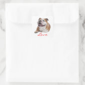 Sticker Carré Aimer Happy Bulldog Chien Chien Chien Chien Chien  (Sac)