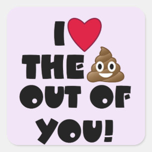Sticker Carré Aimer Le Poop Emoji