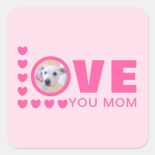 Sticker Carré Aimez-vous Maman mignonne Chien Chien Chien Chien 