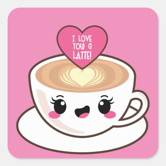 Sticker Carré Aimez-vous un Latte EMoji (Devant)