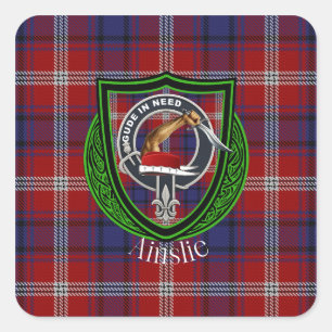 Sticker Carré Ainslie Scottish Clan Tartan & Crest