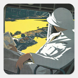 Sticker Carré Air Afrique : Visitez L'Afrique en Avion