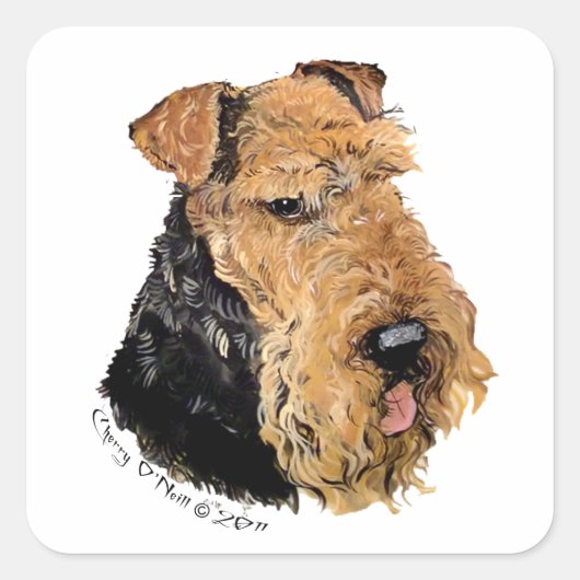 Sticker Carré Airedale Terrier (Devant)