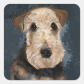 STICKER CARRÉ AIREDALE TERRIER (Devant)