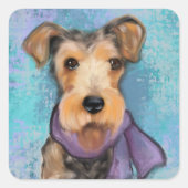 Sticker Carré Airedale Terrier (Devant)