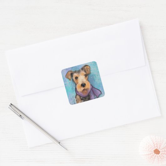 Sticker Carré Airedale Terrier (Enveloppe)