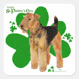 Sticker Carré Airedale Terrier St Paddy