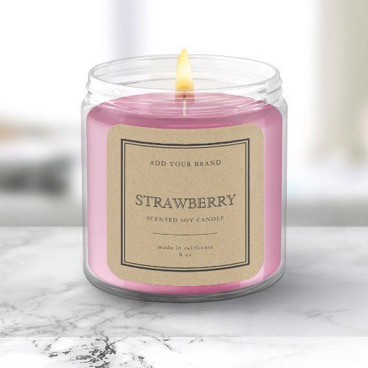 Sticker Carré Ajouter Marque Classic Grey Bordure Kraft Étiquett