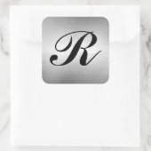 Sticker Carré Ajouter Monogramme Custom Silver Metal Look Sticke (Sac)