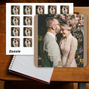 Sticker Carré Ajouter un couple Mariage de monogramme photo