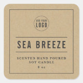 Sticker Carré Ajouter un logo Gris Bordure et lignes Kraft (Devant)