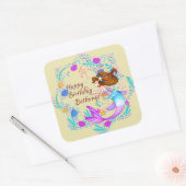 Sticker Carré Ajouter un nom Brown cheveux sirène mauve sur la c (Enveloppe)