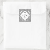 Sticker Carré Ajouter Un Nom Monogramme Parties scintillant Arge (Sac)