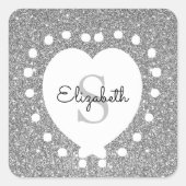 Sticker Carré Ajouter Un Nom Monogramme Parties scintillant Arge (Devant)