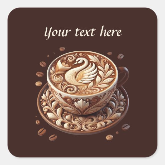 Sticker Carré Ajouter votre café texte (Devant)