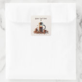 Sticker Carré Ajouter votre café texte (Sac)