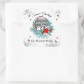 Sticker Carré Ajouter Votre Entreprise Logo Festive Frame Holida (Sac)