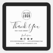 Sticker Carré Ajouter votre logo Social Media Merci Bordure pers (Devant)