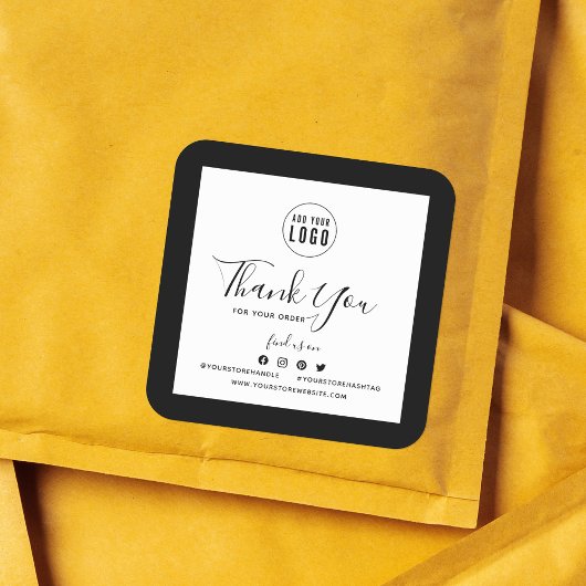 Sticker Carré Ajouter votre logo Social Media Merci Bordure pers