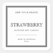 Sticker Carré Ajouter votre marque Classic Black Border Étiquett (Devant)