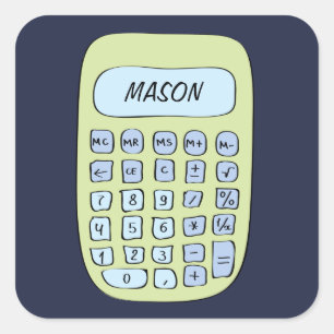 Sticker Carré Ajouter votre nom mignon nom de calculatrice modèl