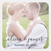 Sticker Carré Ajouter votre photo Stylish Mariage de calligraphi (Devant)