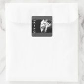 Sticker Carré Ajouter votre texte Lion d'art pop noir et blanc m (Sac)