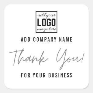 Sticker Carré Ajoutez Votre Logo Argent Merci pour Votre Entrepr