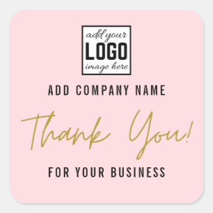 Sticker Carré Ajoutez Votre Logo Merci Pour Votre Entreprise Ros