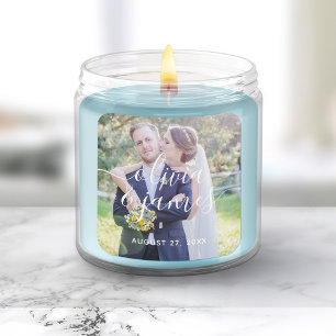 Sticker Carré Ajoutez votre photo Mariage de calligraphie stylé 