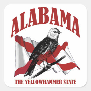 Sticker Carré Alabama, L'État de Yellowhammer
