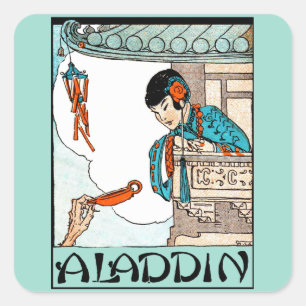 Sticker Carré Aladdin Lanterne Magique Chinoise Vintage 